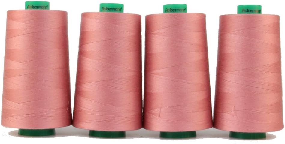 4x 5000m ACKERMANN universal sewing yarn, 120 gauge, quality yarn, overlock yarn, overlock sewing thread, Polyester, 0812 Rosa