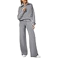 XIEERDUO Lounge Sets For Women 2024 Half Zip Sweatshirt And Wide Leg Sweatpant 2 Piece Outfits Sweatsuit Tracksuit