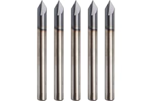 Zorqon 5Pcs 1/4" Solid Carbide End Mills, AlTiN Coating, 2 Flute, Chamfer End Mill for Steel, Single End End Mill Bits, 90° Chamfer Angle, 1/4" Shank Diameter