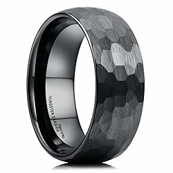 King Will 8mm Hammered Tungsten Rings for Men Women