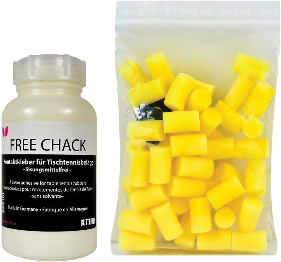 Butterfly Free Chack Table Tennis Racket Glue - Perfect for Assembling Table Tennis Ping Pong Paddle - Comes with Sponges and Application Clip - 3 sizes available (37mL/90mL/500mL) : Sports & Outdoors