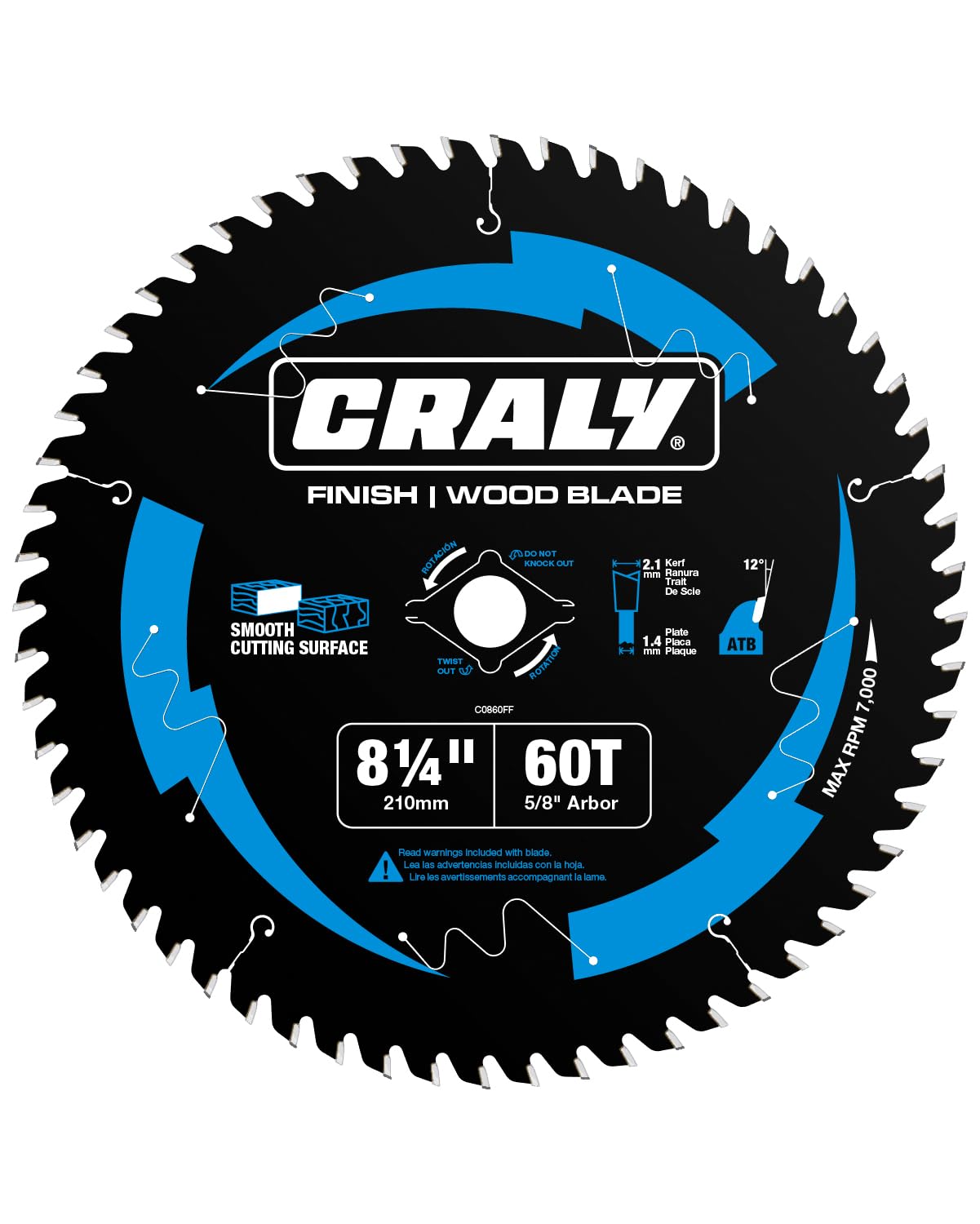CRALY 8-1/4 Inch 60 Teeth Ultra Fine Finish Wood