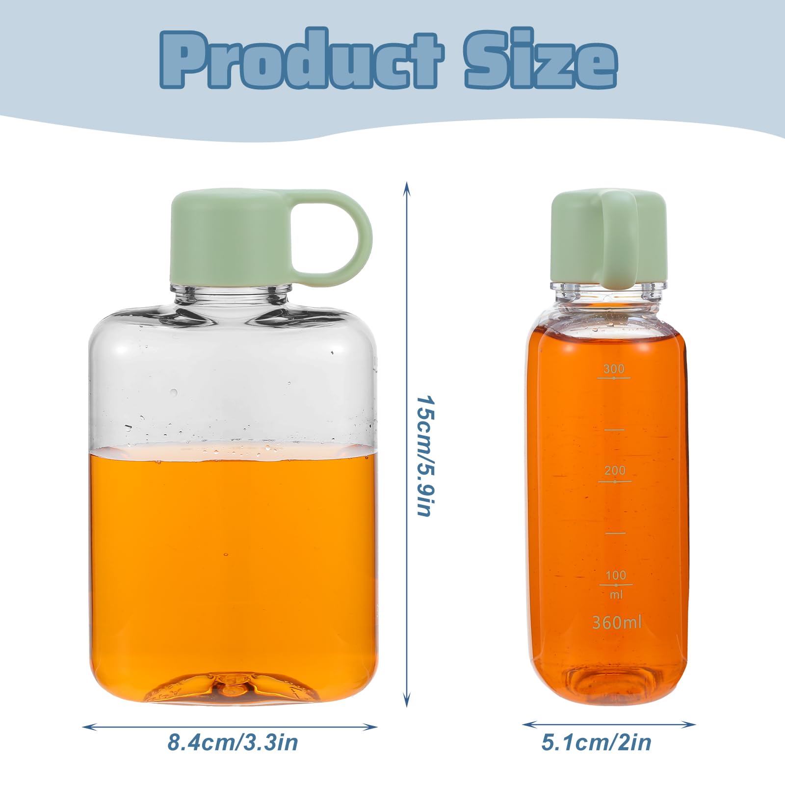 Condition photo showing New/Like New for 4 pcs portable flat water bottle, 12oz bpa-free slim bottles, leakproof containers for travel, sports, outdoor, camping, fitness, fits purse bag pocket, 4 colors