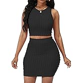 Women’s 2 Piece Club Outfit Night Out Dress Crop Top & Skirt Set