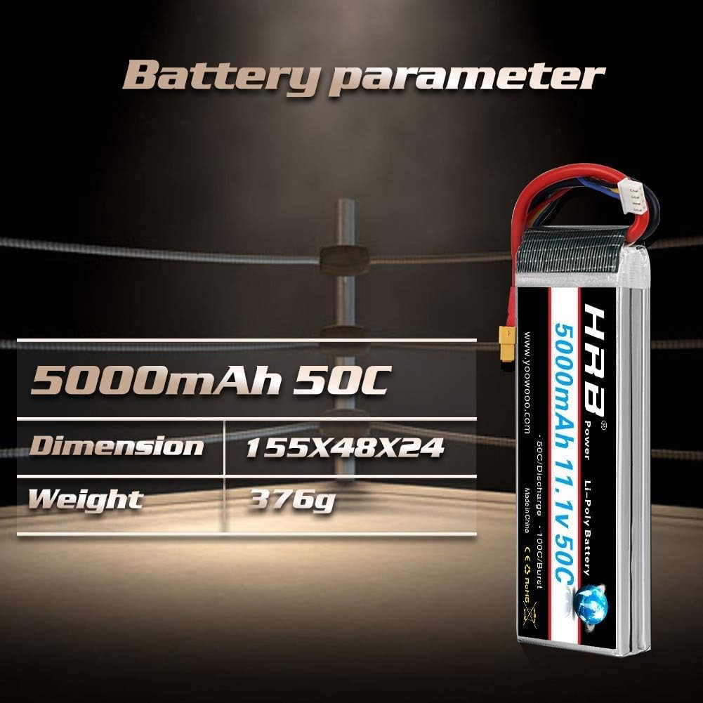 HRB 5000mAh 3S 11.1V 50C Lipo Battery with XT60/Deans T/TRX/EC3/Big Tamiya Plug Adapters for DJI F450 Quadcopter Airplane Helicopter Car Truck Boat Hobby - Image 3