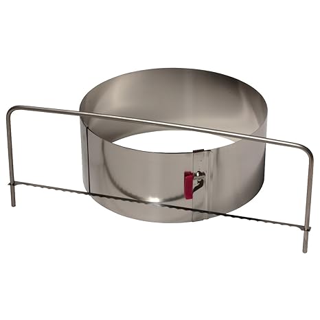 LARES Set - Tortenring mit Klemmhebel Ø 18-30 cm Höhe 10 cm entwickelter Tortenbodenschneider - beides aus Edelstahl