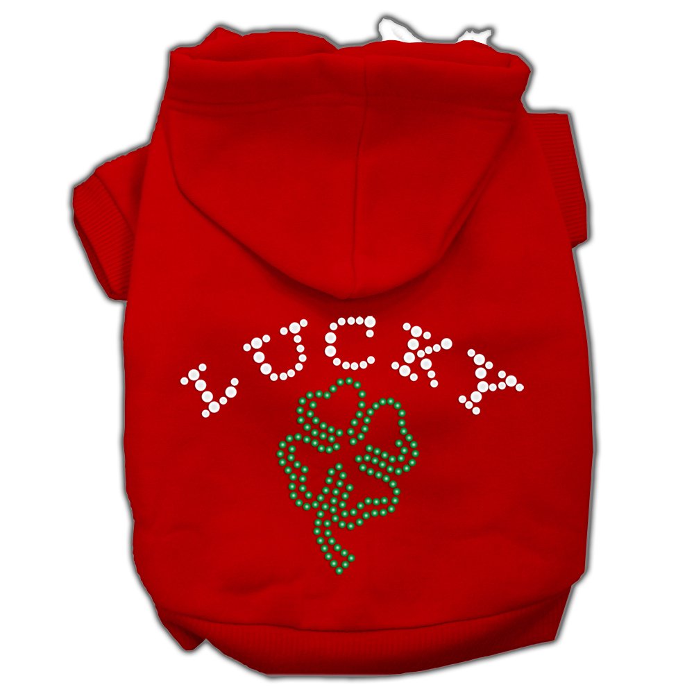 Mirage Four Leaf Clover Outline Hoodies, X-Large, Red