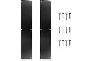 Haiabei 2Pcs Push Door Plate 12x3 Stainless Steel Door Push Plate Door Kick Plate,Brushed Doorplate Door Proection Metal Plate with 12 Screws for Door Interior Exterior Accessories(Black)