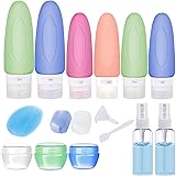 POLENTAT 17 Pcs Silicone Travel Bottles Set, TSA Approved Travel Size Containers for Toiletries for Shampoo Leak-proof Travel