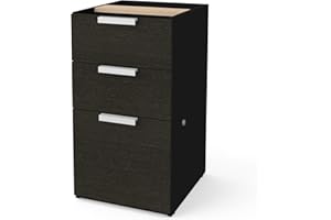 Bestar Pro-Concept Plus Add-On Pedestal with 3 Drawers, Deep Grey & Black