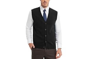 Kallspin Men’s Button Down Sweater Vest Lightweight Knitted Pure Cotton V-Neck Sleeveless Cardigans