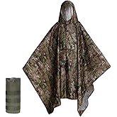 Plus Size Adult Rain Poncho with Hood, Camo Poncho Waterproof, Army Poncho for Camping, Hiking, Fishing, Travel and Outdoors.