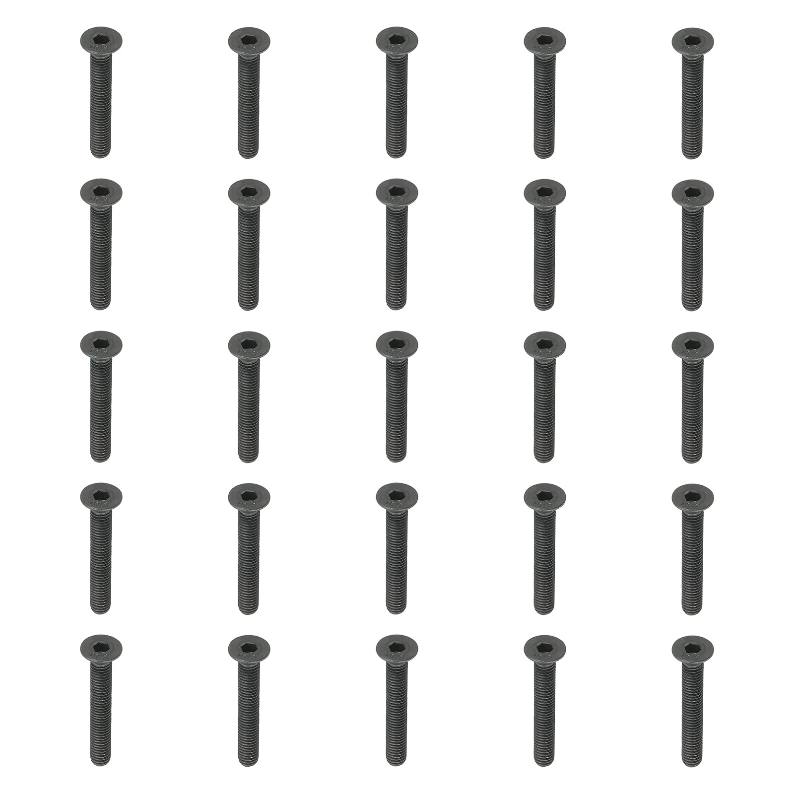 PATIKIL M5 x 35 mm Flat Head Socket Cap Screws, 20 Pack Flat Countersunk Bolts Medium Carbon Steel Hex Socket Drive Machine Screws Full Thread Black Oxide Grade 10.9