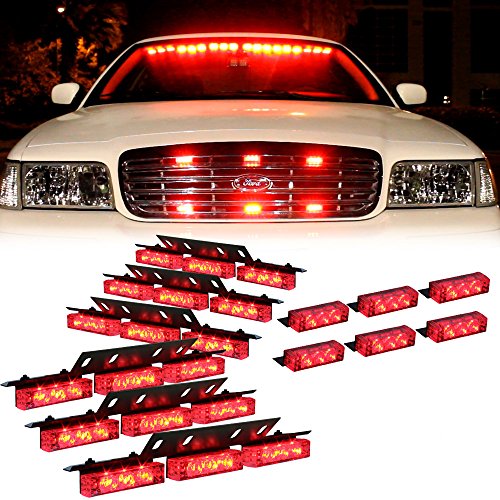 DT MOTO™ Red 54x LED EMS EMT Ambulance Emergency Vehicle Deck Dash Grille Strobe Lights - 1 set