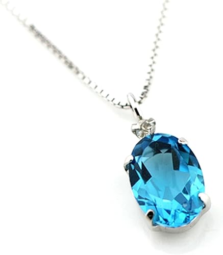 ブルートパーズ ダイヤモンド ネックレス K10wg 10金 ホワイトゴールド 11月の誕生石