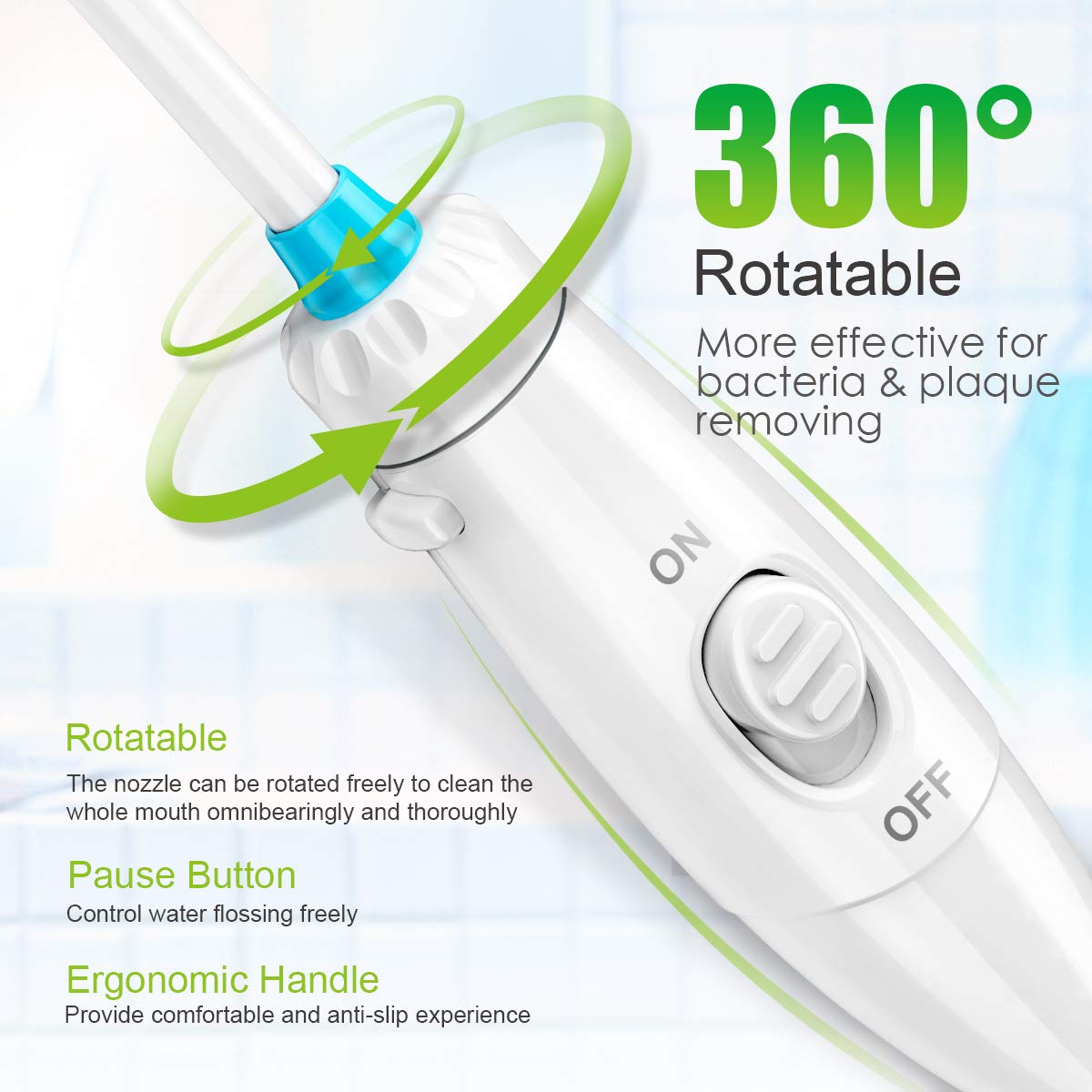 iTeknic Water Flosser UV Sterilizer Family Electric Dental Oral Water Irrigator for Teeth Clean with 2 Modes, 7 Jet Tips, 600ml Water Tank, 5 Adjustable Pressure