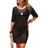 Herseas Bathing Suit Cover Up for Women Summer Dress Swimsuit Coverup Short Sleeve Beach Vacation Swimwear Sundresses