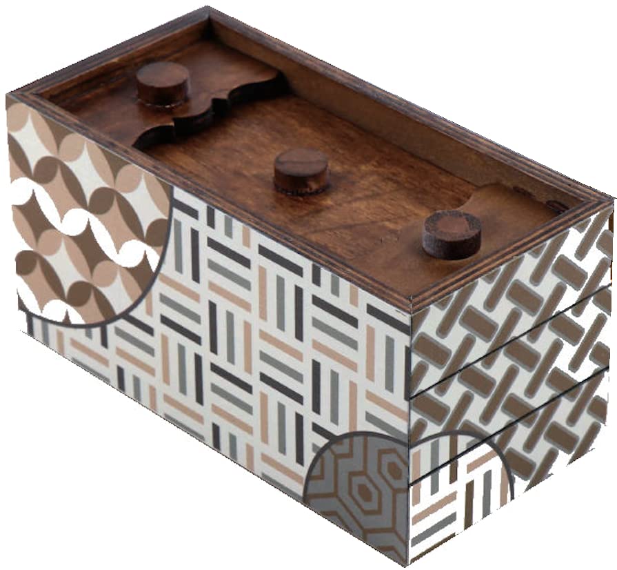 Enigma Decode Secret Puzzle Box - Money and Gift Card Holder in a Wood Magic Trick Lock with Two Hidden Compartments Brainteaser