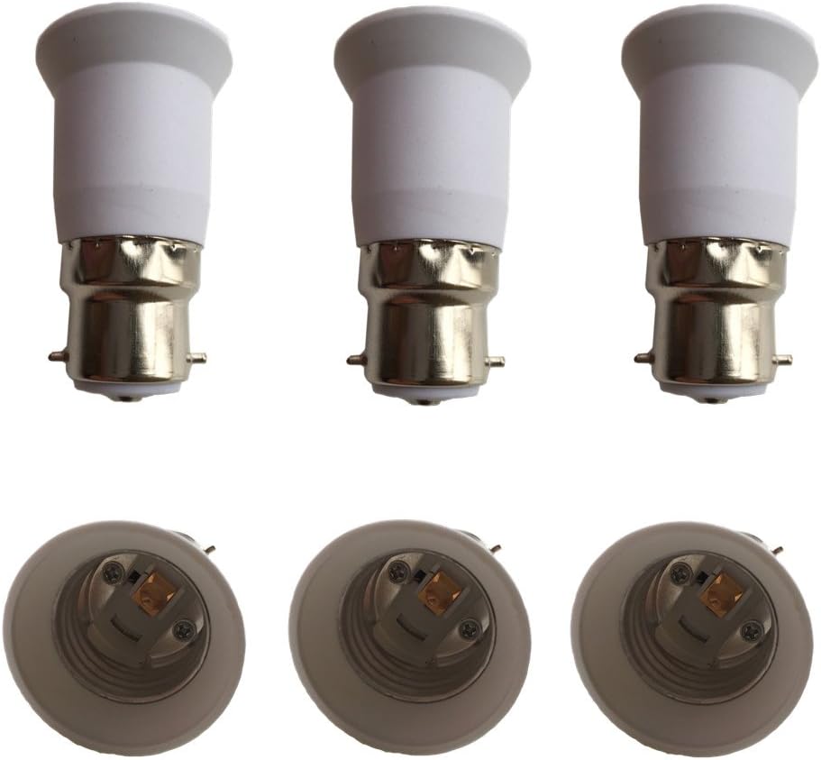 DZYDZR 6PCS B22 to E27 LED Bulb Base Socket Converter Adaptor, White