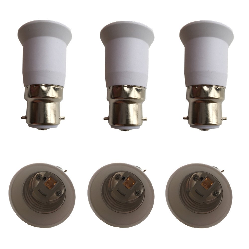 DZYDZR 6PCS B22 to E27 LED Bulb Base Socket Converter Adaptor