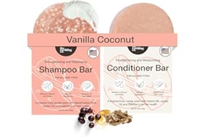 The Earthling Co. Shampoo & Conditioner Bar Set - Promote Hair Growth, Strengthen & Volumize All Hair Types - Paraben & Sulfate Free Formula with Natural Ingredients for Dry Hair (Vanilla Coconut)