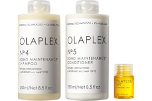 Olaplex Wash and Shine Hair Kit: No. 4, 5, 7, Shampoo & Conditioner Set | Cleanse, Hydrate, & Control Frizz Up to 72 Hours | Bonding Oil for Shine & Protect | For Coily, Curly, Straight, and Wavy