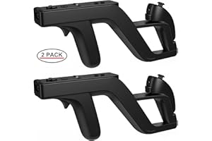 EuroBird Shooting Game Wii u Zapper Gun Grip-suitable for Nintendo Wii Nunchuk Wireless Remote Controller (Black Set of 2) & Nintendo Hunting Guns for Wii Accessories