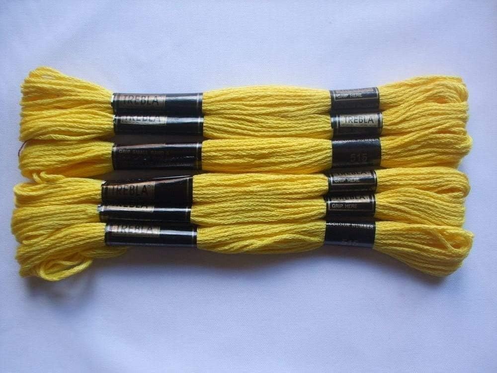 Trebla Pack of 6 Embroidery Thread/Skeins - 8m - School Bus Yellow - Col. 515