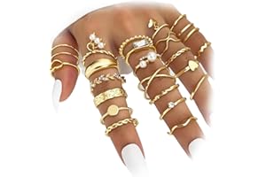 IFKM Gold Knuckle Rings Set For Women Vintage Stackable Joint Finger Midi Rings Dainty Cubic Zirconia Crystal Simple Twist Hollow Cute Rings Pack Jewelry Gift