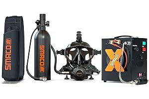 SMACO Mini Scuba Tank with Full Face Diving Mask,Reusable Lung Air Tank Sub Mask S400 Pro 1L Portable Mini Diving Tank Pony Bottle up to 20 Minutes Dive Time for Underwater Exploration Rescue
