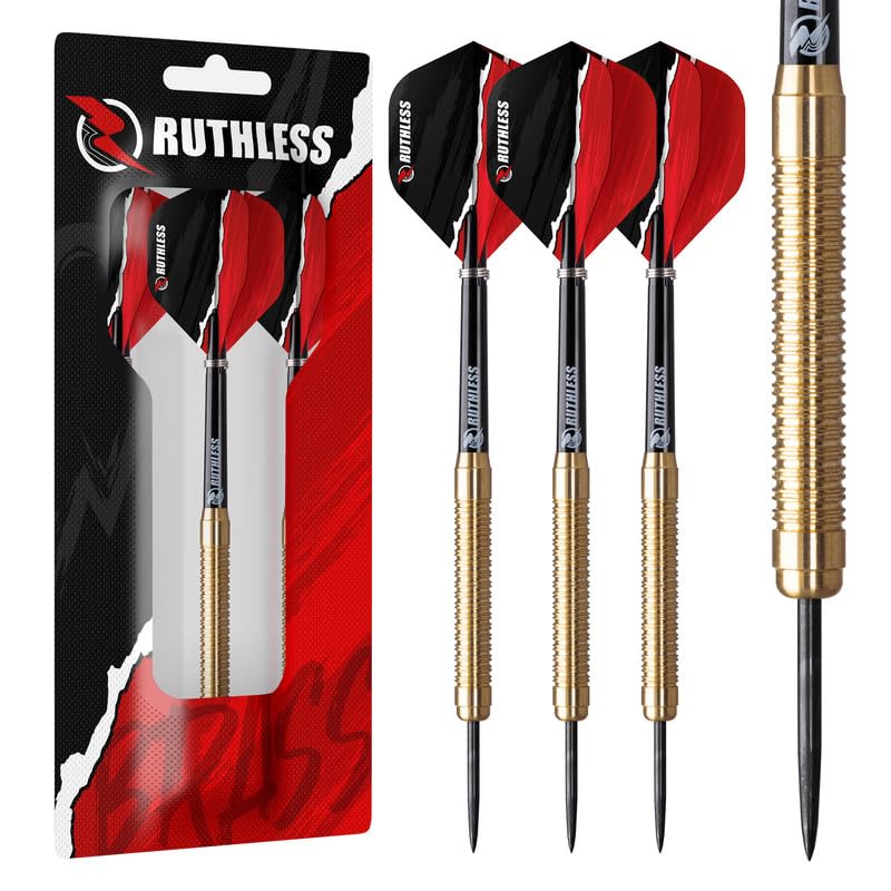 RUTHLESS Eagles | Steel Tip Brass Darts Set with Ringed Barrel Design, Dart Flights and Stems Included (D0455)