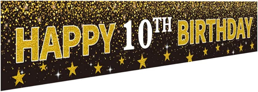 Amazon.com: Ushinemi Happy 10th Birthday Banner Party Decorations for ...