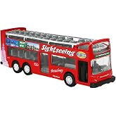 NYC Sightseeing Tour Bus, New York City Double Decker, Diecast Toy Double Decker Tourist Open Top Pull Back Model Vehicle Souvenir Gift (NYC Tour)