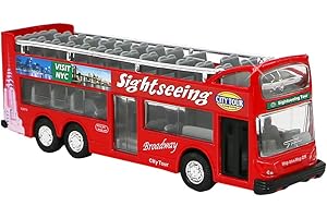 LIBERTY IMPORTS NYC Sightseeing Tour Bus, New York City Double Decker, Diecast Toy Double Decker Tourist Open Top Pull Back Model Vehicle Souvenir Gift (NYC Tour)