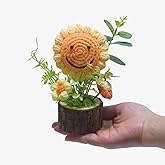 Tileafry Handmade Crochet Sunflowers Flowers Bouquet Creative Knitted Potted Plant Cute Home Desktop Decorations and Gifts for Friends, Lovers, Classmates