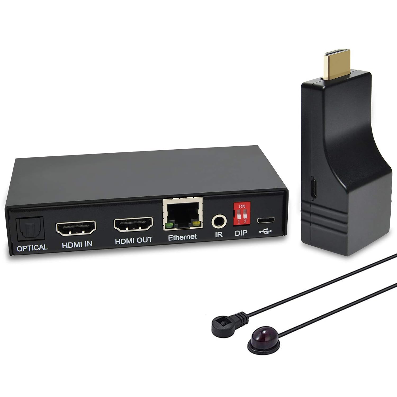 DDMALL HDMI Extender with Local Loopout, Up to 70m at UHD 4K@60Hz over a CAT5e/CAT6 Cable, Supports IR, HDR, HDCP 2.2/1.4