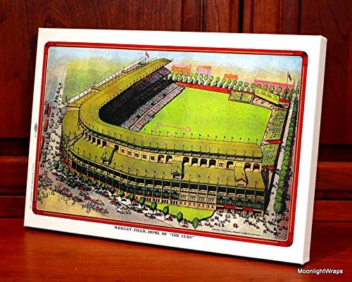 1947 Vintage Chicago Cubs Wrigley Field Post Card - Canvas Gallery Wrap - 16 x 11