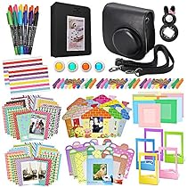 Xpix Accessory Kit for Fujifilm Instax Mini 8, 8+ 9 includes, (Black) Case, Album, selfie mirror, colored close up Lenses, 40 film frames, 12 color markers & Complete Bundle