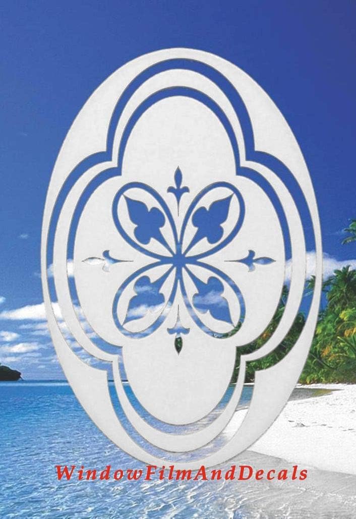 Oval Decorative Design Etched Window Decal Vinyl Glass