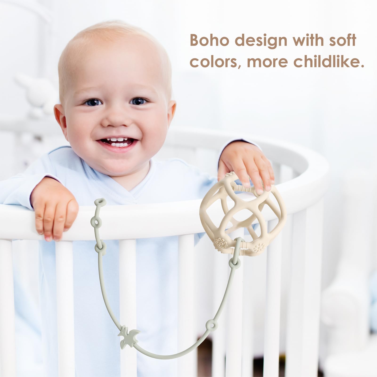 Andy Bear Toy Straps for Baby Toy Safety Straps Silicone High Chair Toy Straps Toddler Bottle Straps for Strollers, High Chair, Cribs, Car Seat, Stroller Accessories, Dinosaur Toys Straps 4PK Sage