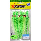 Silver Horde 10808140 Squid (Octopus 3.5) (4&frac14;&rdquo;) 5/pkg. Glow/Chartreuse Spatter, Multi, One Size