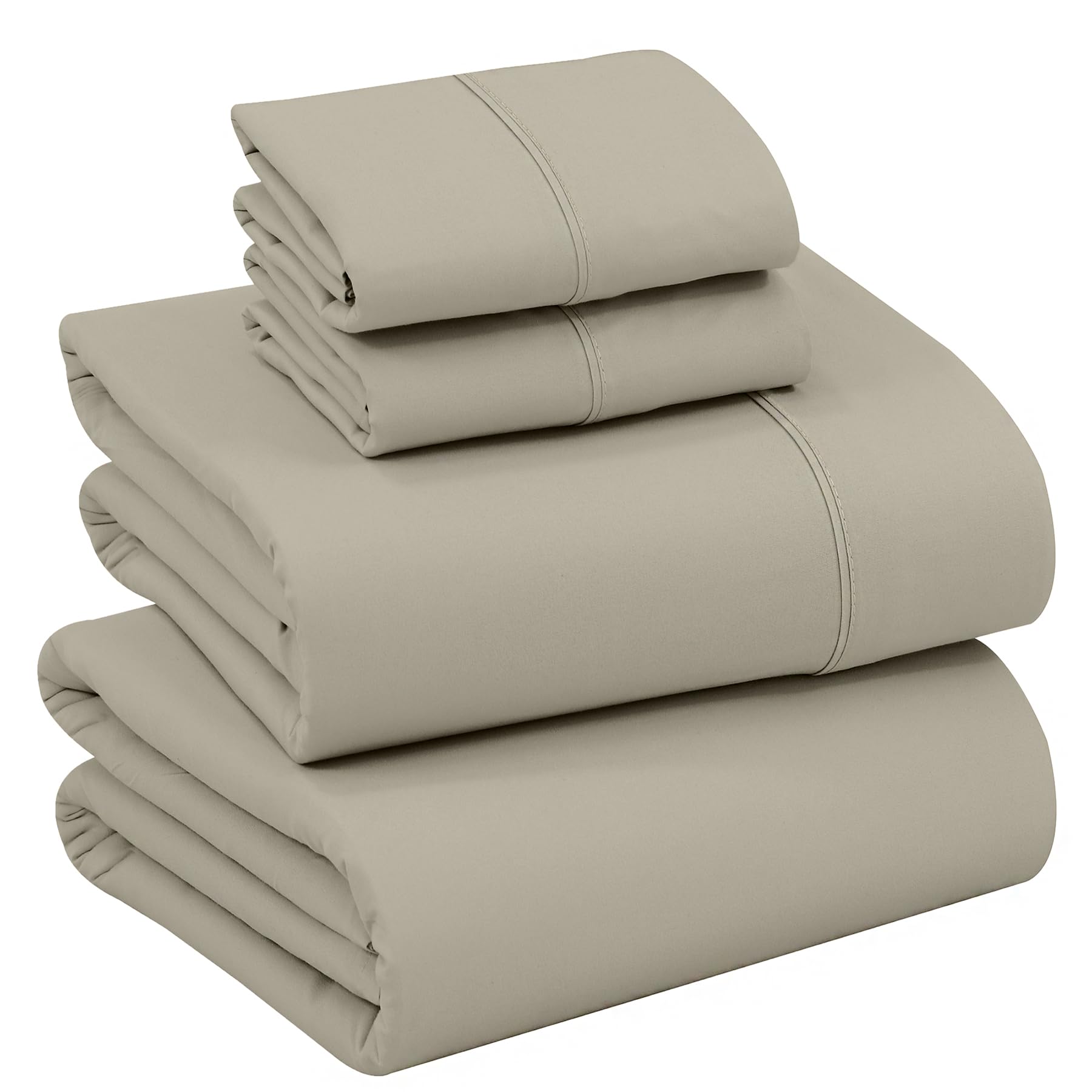 Photo 1 of RUVANTI 100% Cotton King Size Sheets Set, 4 Pieces, Soft & Breathable Percale Weave Bedding, Deep Pocket 16", Hotel Standard, Crisp Cool Feel, Durable, Perfect Dyed Bed Sheet, Taupe