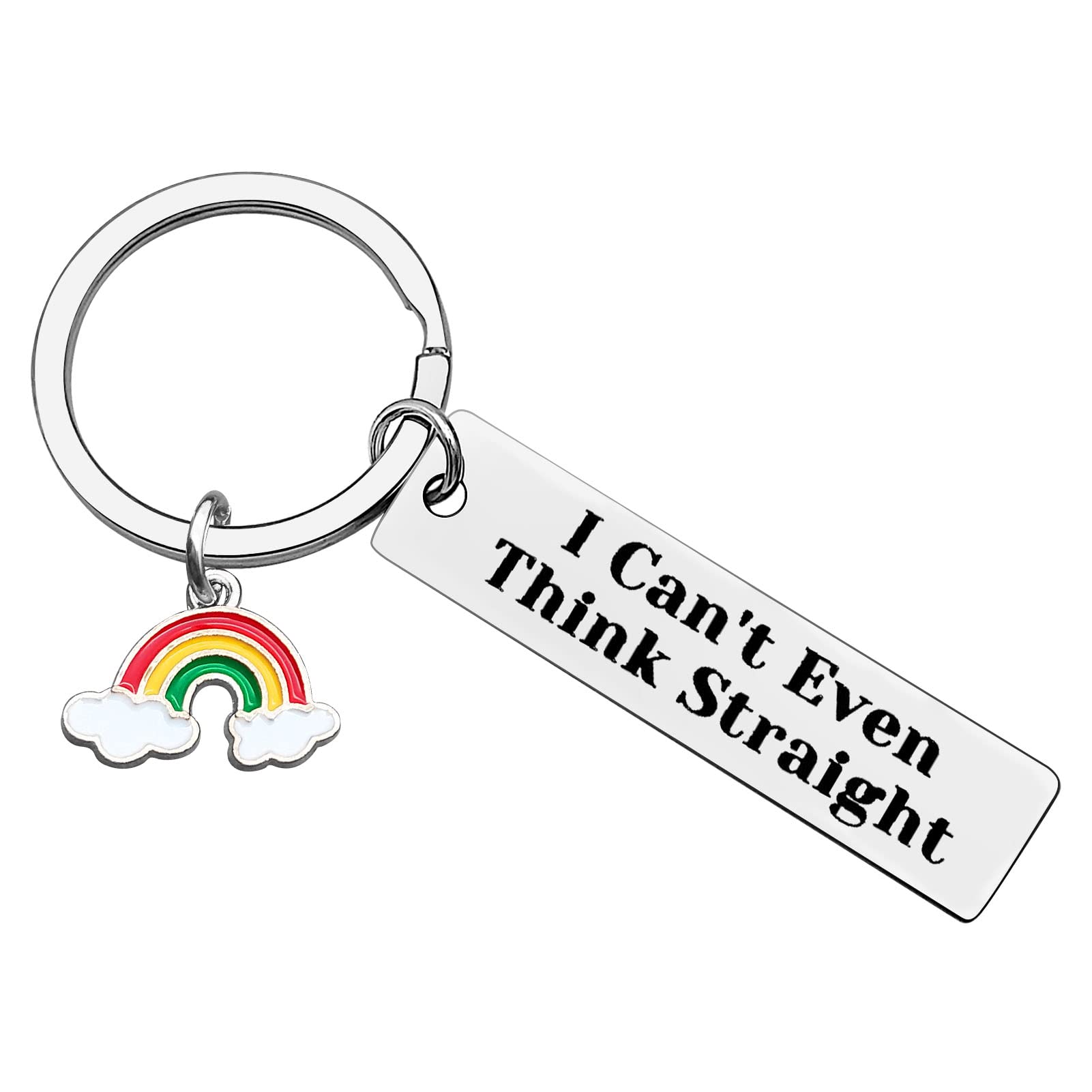 Ximalun Funny Gay Keyring Gay Pride Gifts I Can't Even Think Straight Keychain with Rainbow Charm LGBT Gifts Lesbian Gifts Christmas Birthday Gifts Anniversary Valentines Day Gifts for Gay Couple