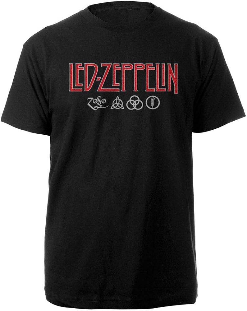 Led Zeppelin Men's Ledzeppelin_Logo & Symbols_Men_bl_ts: L T-Shirt Not Applicable, Black (Black Black), Large