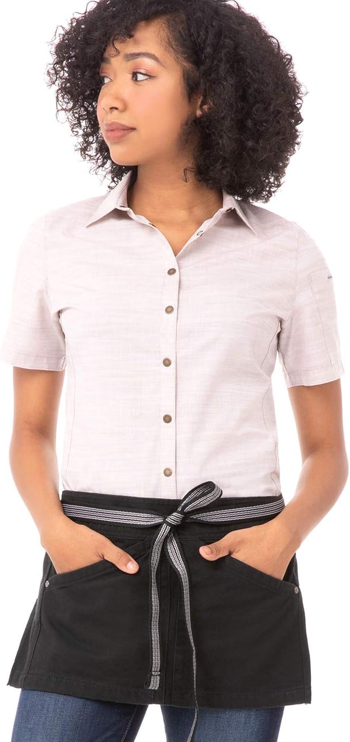 Chef Works unisex adult Berkeley Waist Work Utility Apron, Jet Black W/Black/Gray Suspenders, One Size US: Clothing