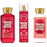 Bath and Body Works - Winter Candy Apple - Winter 2019 - Daily Trio - Shower Gel, Fine Fragrance Mist & Super Smooth Body Lotion