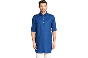 In-Sattva Men's Pullover Pathani Rollup Sleeve Kurta Tunic with Shoulder Strap