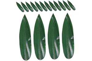 Toyvian 200pcs Sushi Bamboo Leaves Decorative Sheet Japanese Sashimi Food Mat Green Bamboo Leaf for Sushi Plate Adorn