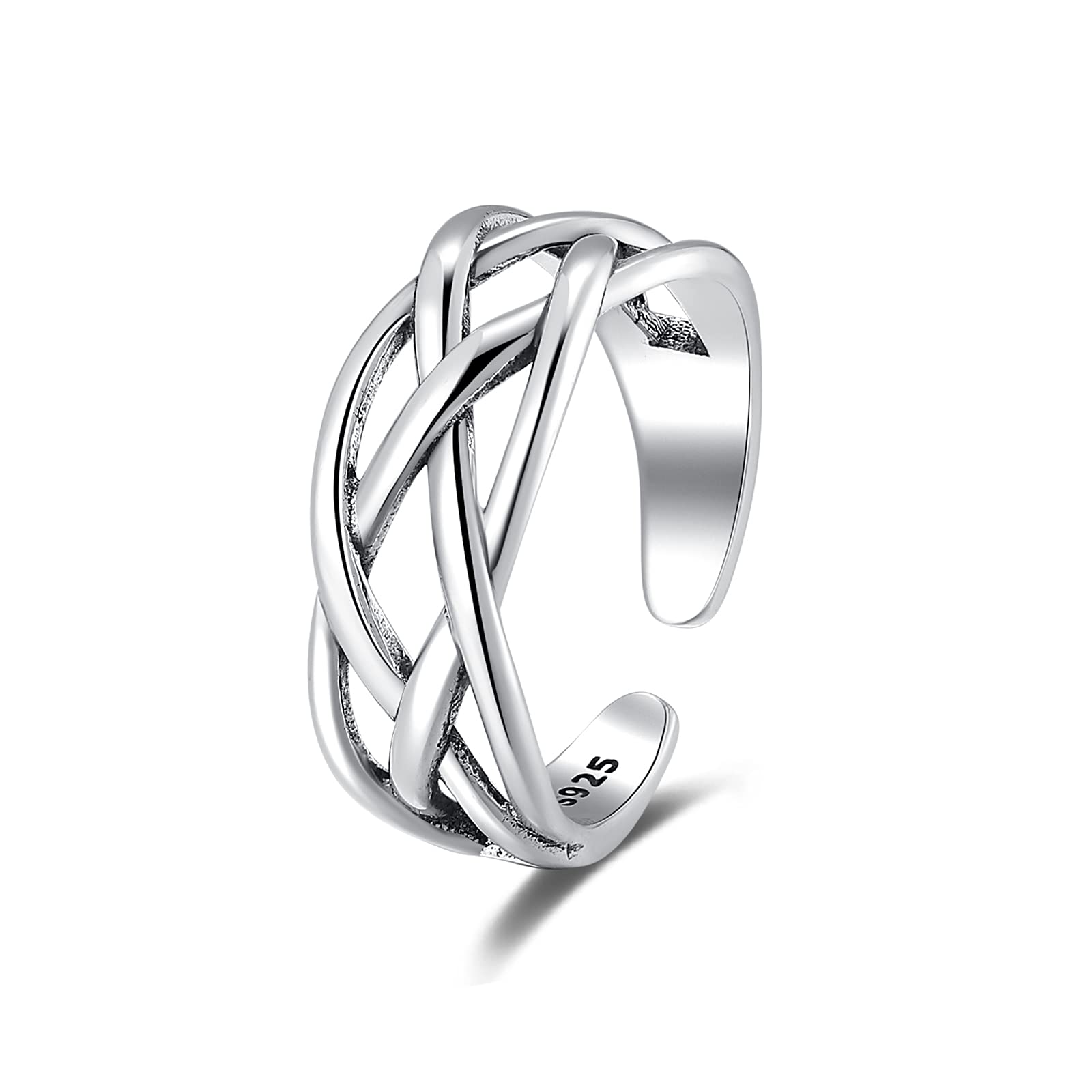 925 Sterling Silver Adjustable Thumb Ring Vintage Celtic Knot Open Finger Ring for Women