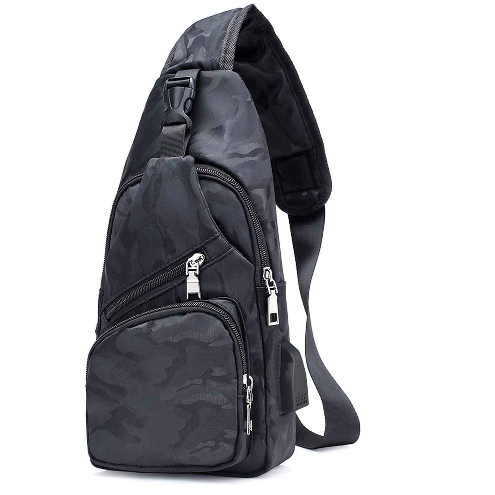 flintronic Sling Bag, Chest Bag with USB Charging Port, Men Women Lightweight Crossbody For Hiking,Cycling, Traveling (Include 1*USB Cable)